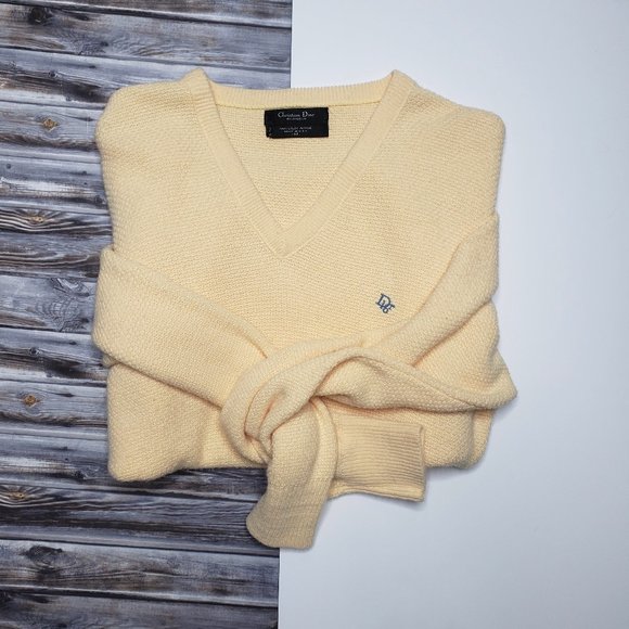 Dior Other - Christian Dior Monsieur Pale Yellow V Neck Sweater